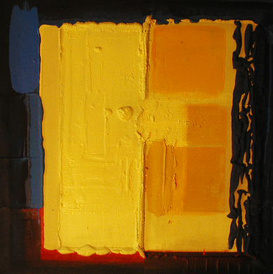 01:02, 2 demis jaunes, 90 x 90 cm