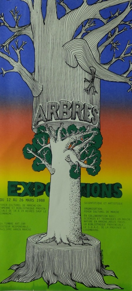 affiche sérigraphiée mail art, les arbres